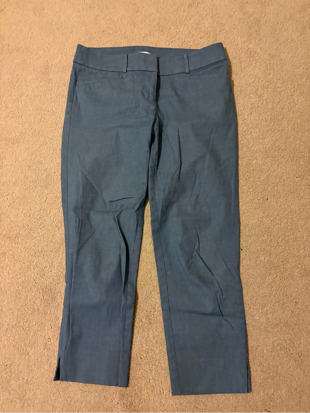 LOFT Blue Cropped Straight-Leg Jeans